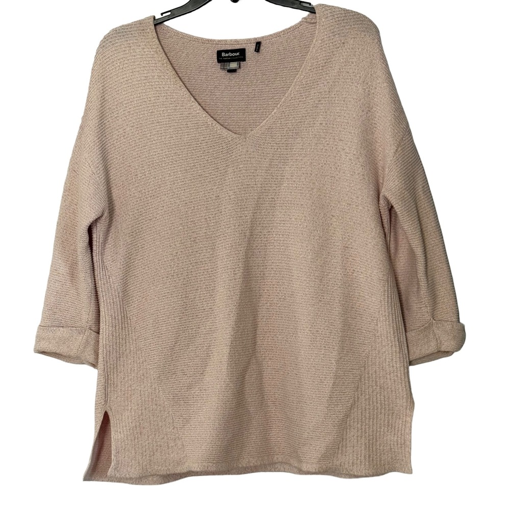 Barbour The Tartan Collection Pink Millie Knit V Neck Sweater - 4